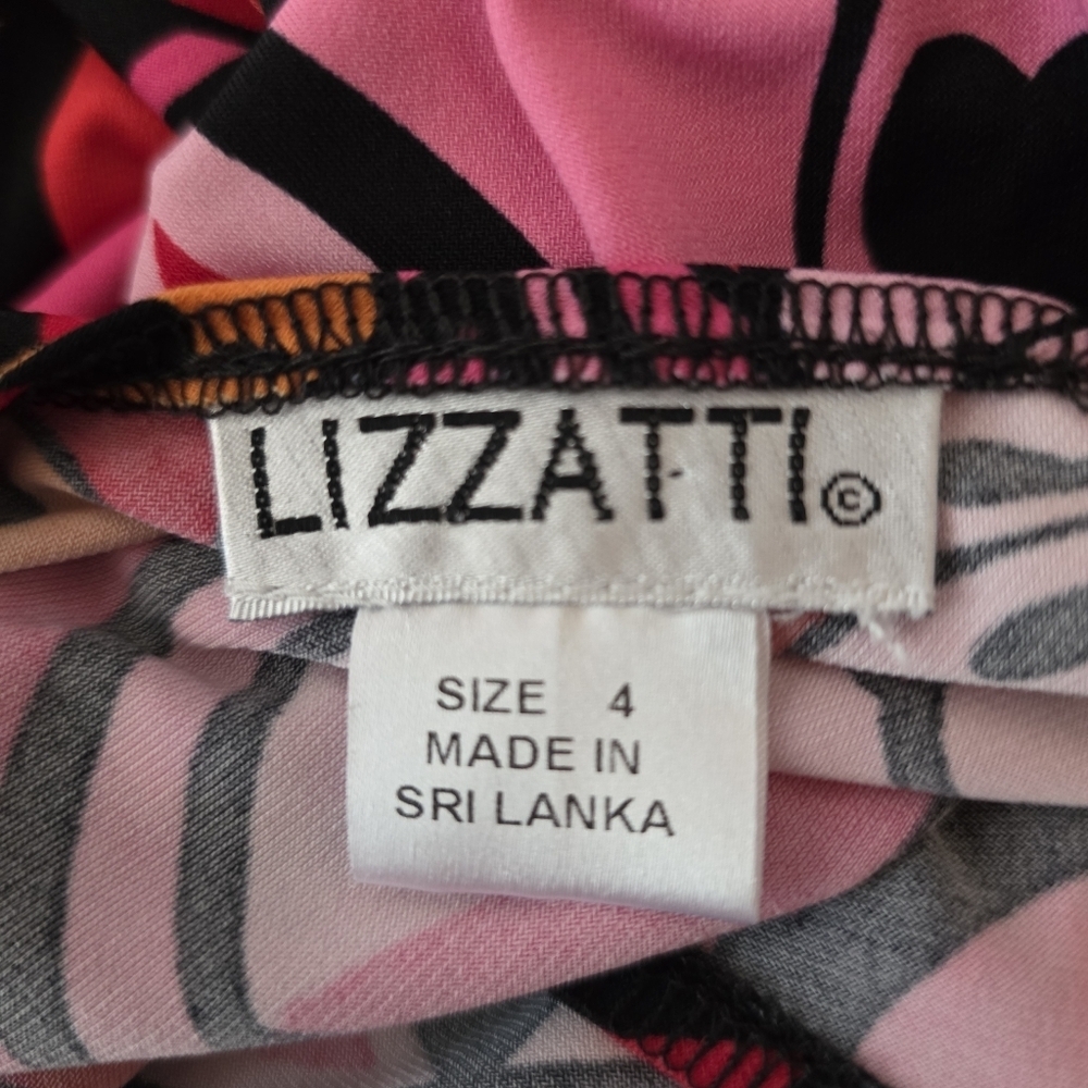 🌺 LIZZATTI Slinky Flowy Floral Wrap Dress Size 4 | Retro 90s Y2K Bold Print 🌺 - Picture 8 of 9